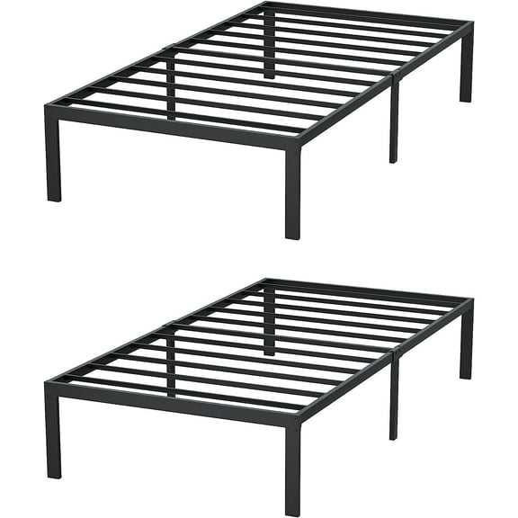 Reliancer 2 Pack Twin XL Bed Frame, 14 inch Platform Frame with Heavy Duty Steel Slats Support, Easy Assembly, Noise-Free