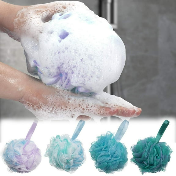 leaveforme 4Pcs Shower Bath Sponge Shower Loofahs Balls,Body Scrubber Shower Balls for Body Wash Bathroom Men Women