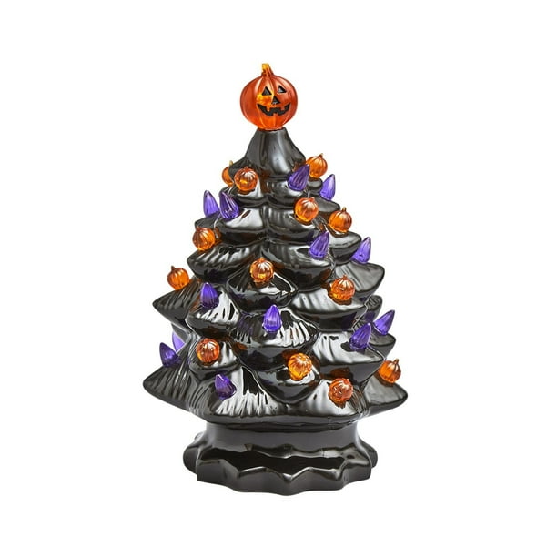 Decoración de Halloween Decoración de mesa con pilas, decoración de árbol de Halloween de resina iluminada(Buy 2 save 10%)
