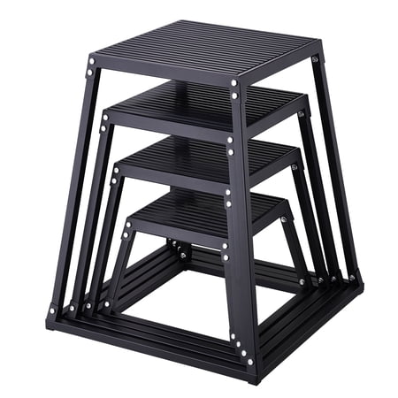 VEVOR Plyometric Jump Boxes, 12/18/24/30 Inch Plyo Box, Platform and Jumping Agility Box, Anti-Slip Fitness Exercise Step Up Box Set for Home Gym Training, Conditioning Strength Training, Black