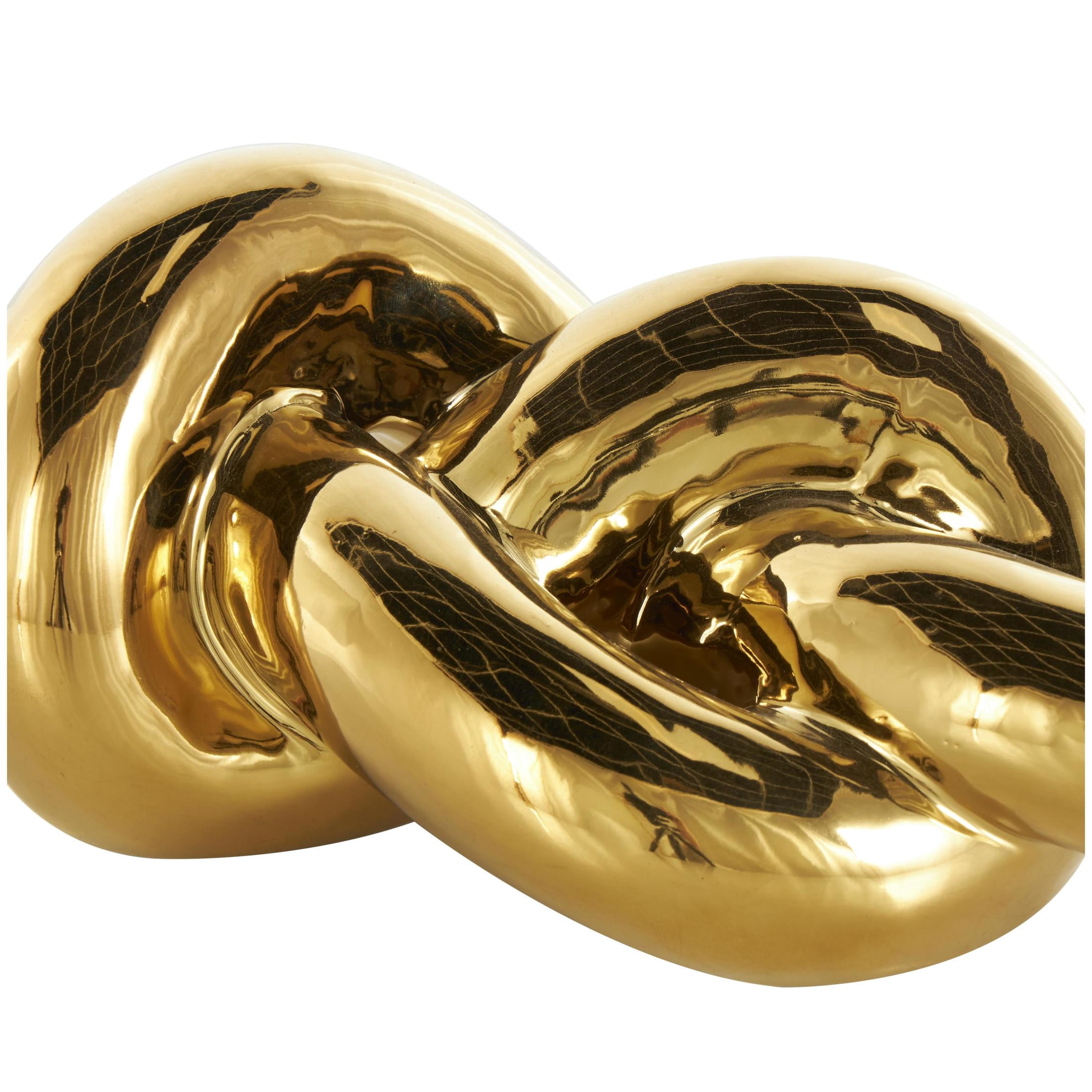 12" x 4" Gold Ceramic Knot Sculpture, by DecMode