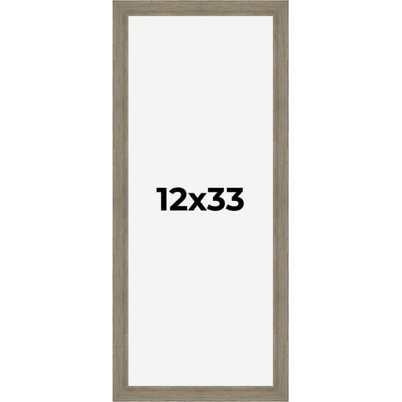 12x33 Frame Gray Barnwood Rustic Solid Wood Picture Frame | 1.5 Inch Moulding Width | Includes UV