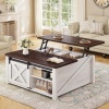 31.5" Square Lift Top Coffee Table, Farmhouse Coffee Table with Ample Storage, Wood Center Table with Sliding Doors and Large Hidden Space for Living Room Home Office, Vintage White
