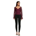 thumbnail image 2 of Self Esteem Juniors Shirred Bodice Crop Top with Blouson Sleeves, 2 of 5