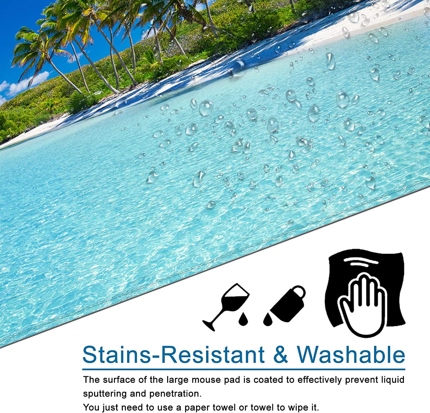 Beach Mouse Pad Ocean Theme Large Gaming Mouse Pad XXL 35x15.7x0.12 inch Large Mouse Pad for Desk with Personalized Design for Laptop, Computer PC (Beach -3)