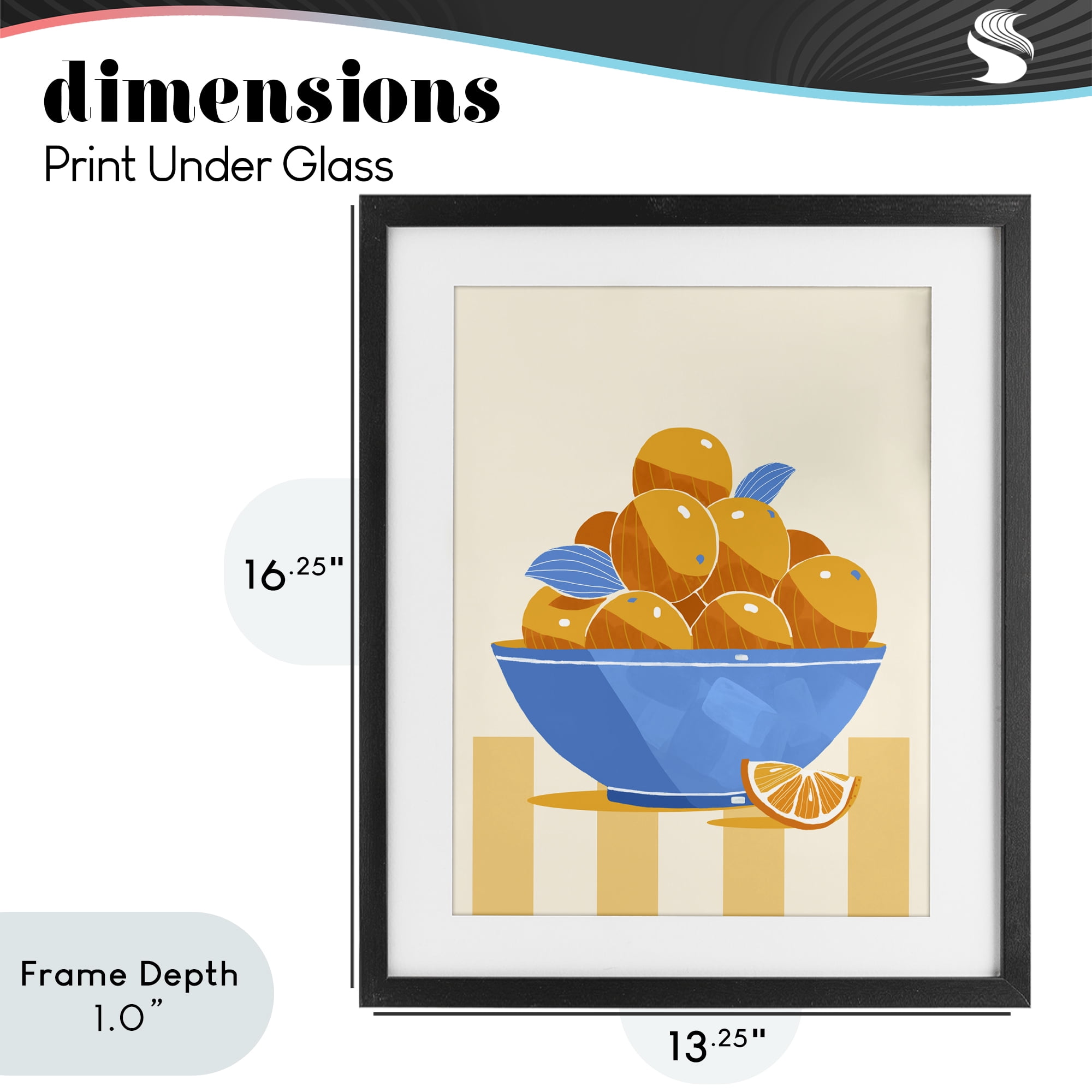 Stupell Industries Orange Citrus Bowl Striped Black Framed Print Under Glass, design by Lucca Sheppard
