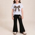 thumbnail image 6 of Karoyedx Girls Clothes Girls Summer Outfit Toddler Girls 2pcs Sets Printed T-Shirt + Flare Leg Pants White Size,6-7Years, 6 of 9