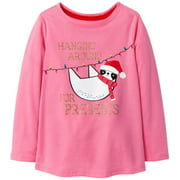 Cat  Jack Infant  Toddler Girls Sloth with Santa Hat Christmas Lights Holiday Tee Shirt