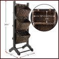 thumbnail image 2 of 3-Tier Floor Stand with Water Hyacinth Storage Baskets, Black/Espresso - Standing Organizer Rack for Bathroom, Kitchen, Laundry, Living Room, 2 of 5