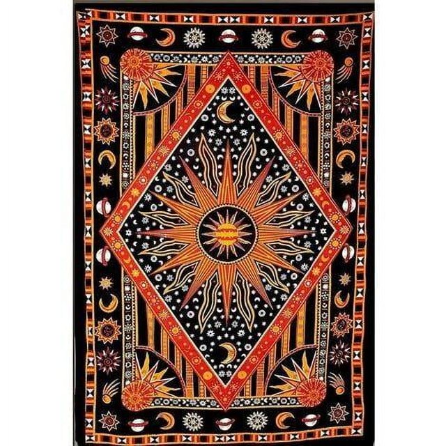 Tapiz de pared indio con pintura de colores hippies psicodélicos de gran tamaño, tapiz para decoración del hogar, manta para colgar en la pared, mantel de algodón para yoga, 130 × 150 cm,