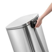 Qualiazero Kitchen Trash Can, 13.2 Gallon Stainless Steel Step Garbage Bin with Soft Close Lid, Silver