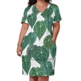 thumbnail image 1 of Anthurium Clarinervium Robe Ample à Poches Feuilles Été Sexy Col en V Robe Imprimée Manches Courtes Anthurium Clarinervium, 1 of 5