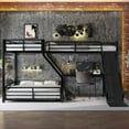 thumbnail image 5 of L-Shaped Twin XL over Queen Bunk Bed with Twin Size Loft Bed, Metal Triple Bunk Bed with Slide and USB Ports, Space-saving and Noise-free Design, Black, 5 of 10