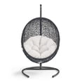 thumbnail image 6 of Modway Encase Modern Rattan/Fabric Outdoor Swing Chair with Stand in Black/White, 6 of 9