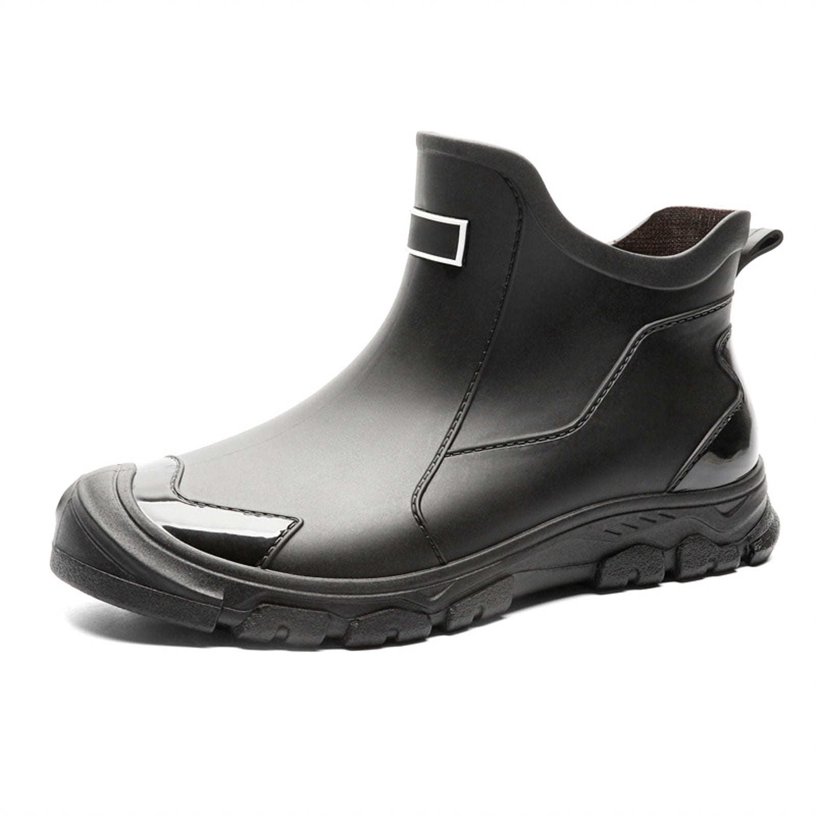 Stylago Ankle Rain Boots for Women Water Proof Garden Boot Wide Mouth Outdoor Comfortable Slip on Rubber Shoes for Rainy Black Size 9.5