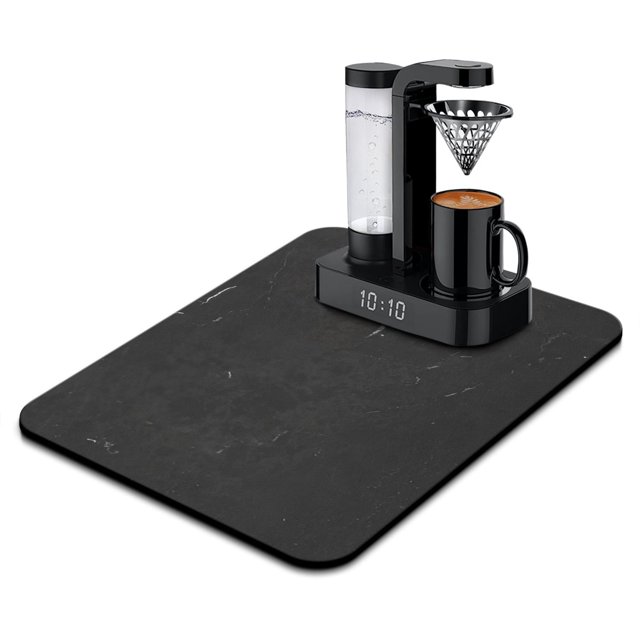 Enhance Your Kitchen with Our Modern Marble Dish Drying Mat - Grey, Black, and Gold, 18x24 Inch Absorbent Drainer Rack Mats