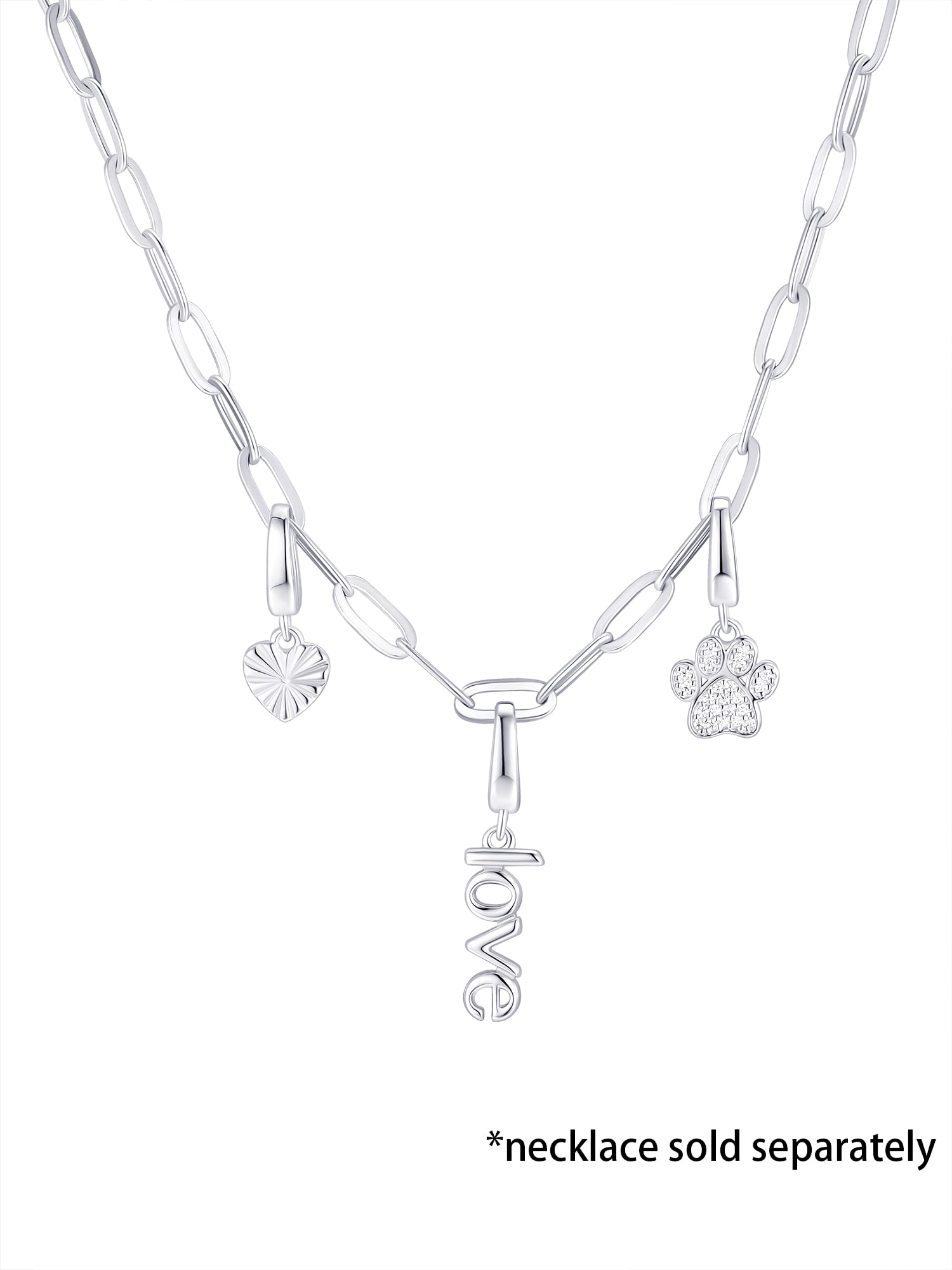 Brilliance Fine Jewelry Simulated Diamonds Dog Paw Charm Set in Sterling Silver