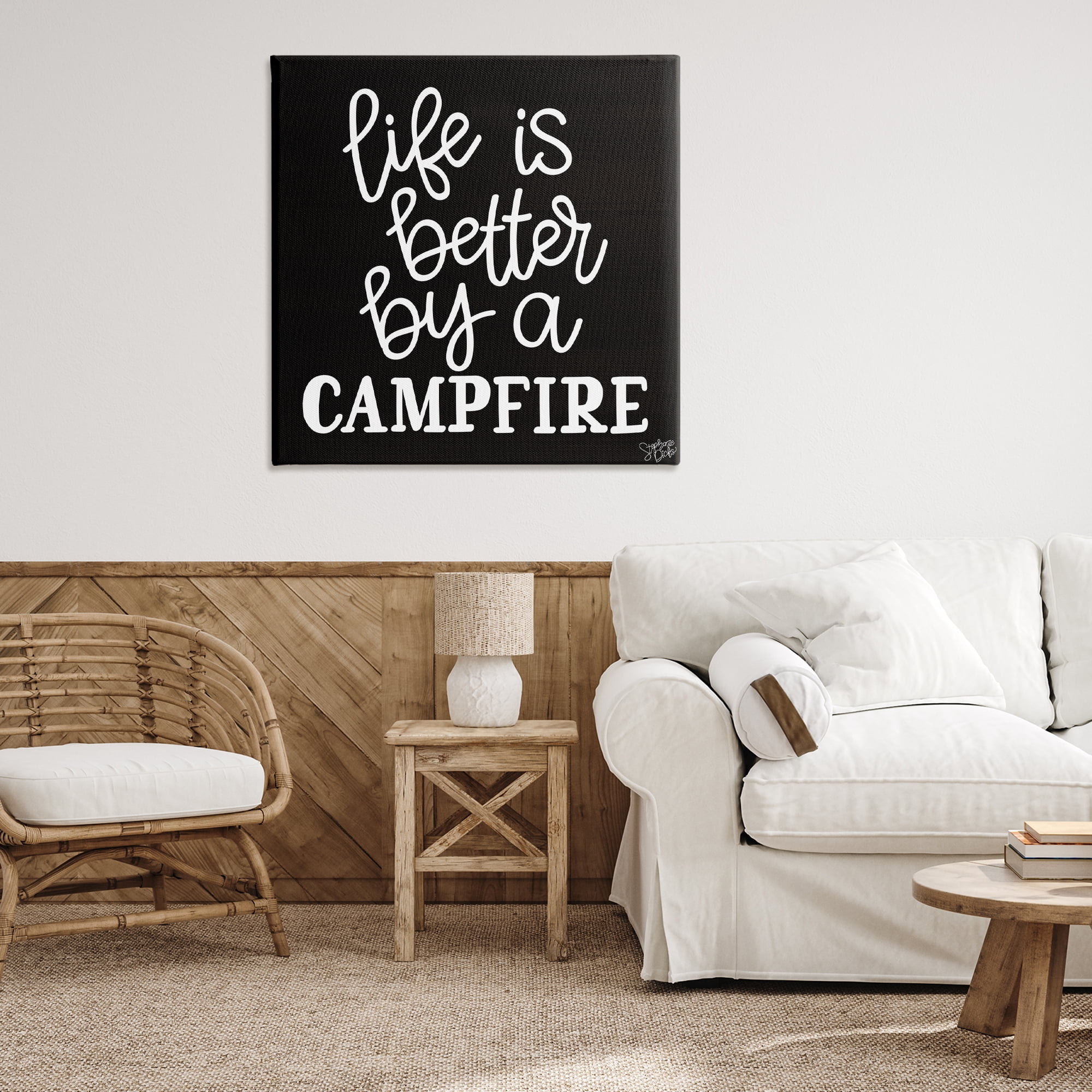 Stupell Industries Better By Campfire Text & Numbers Painting Wrapped Canvas Art Print Wall Art, 36 x 36