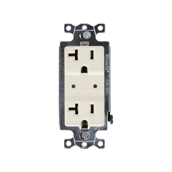 Wiremold 53TBZ-V Duplex Receptacle 20A 125V TVSS Red & Green Light, Ivory