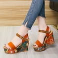 thumbnail image 2 of Fesfesfes Wedge Sandals Summer Women Open Toe Breathable Sandals Flower Buckle Strap Wedges Shoes 8(39), 2 of 8