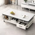 thumbnail image 1 of EDB010 Artisan Table Basse Texture Marbre Exquise-Blanc (140 cm), 1 of 3