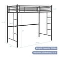 thumbnail image 2 of Gymax Twin Metal Loft Bed Frame w/ 2 Ladders Full-length Guardrail Space-Saving Black, 2 of 9