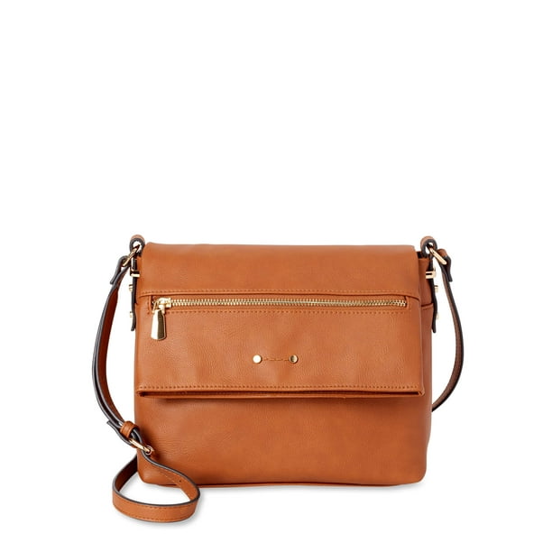 Time and Tru Faux Leather Flap Crossbody Bag