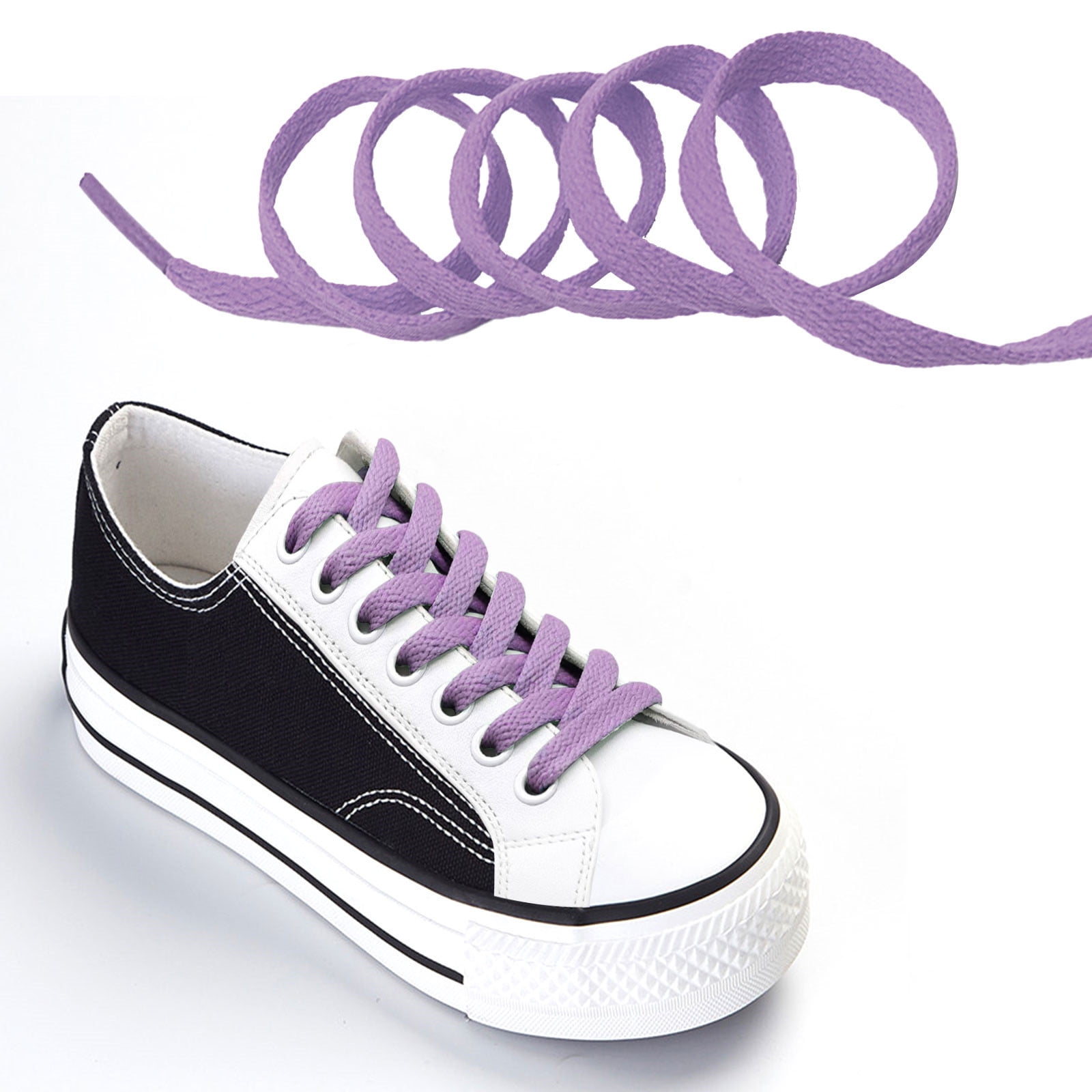 Flat Shoelaces Wide Shoes Lace - Wide Shoelaces Flat Shoe Laces for Sneakers and Shoes 2 Pair 