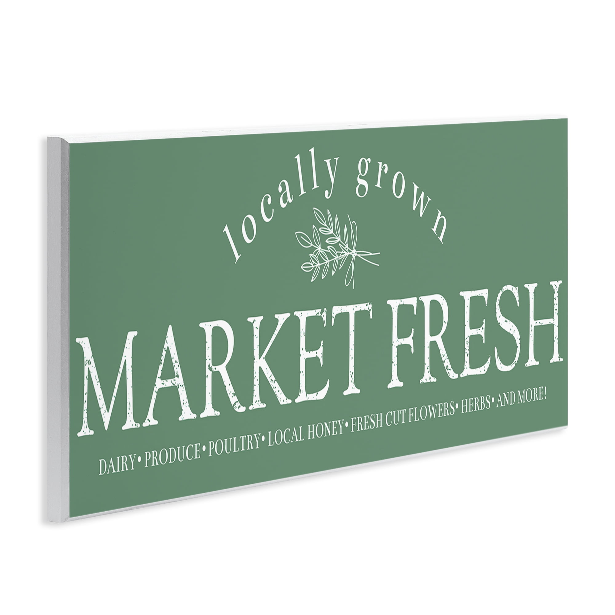 Stupell Industries Locally Grown Market Text & Numbers Painting Unframed Art Print Wall Art, 17 x 7