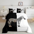 thumbnail image 2 of Homewish Boys Girls Animal Zebra Bedding Comforter Set 2pcs,Abstract Geometric Stripes Twin Comforter Sets Microfiber,Jungle Wildlife Breathable Bedding Set,Lightweight Room Decor,Reversible, 2 of 8