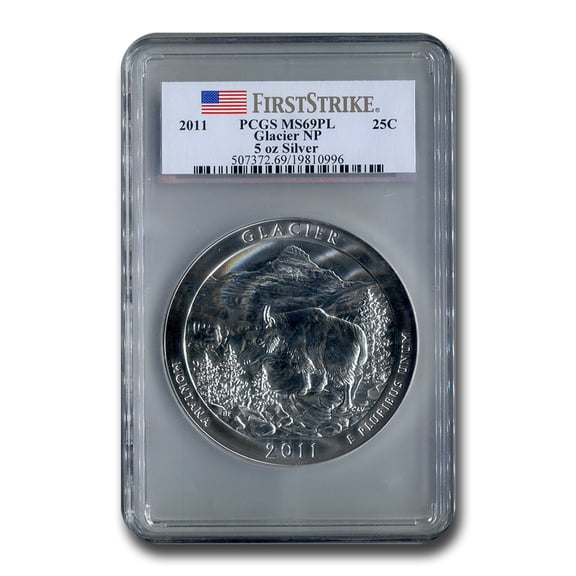 2011 5 oz Silver ATB Glacier MS-69 PL PCGS (FirstStrike®)