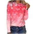 thumbnail image 2 of Prix Réduit! Aqestyerly Haut de Noël pour Femmes Liquidation Mode T-Shirt Décontracté à Manches Longues Col Rond Imprimé Blouse Tops, 2 of 5