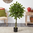 thumbnail image 4 of Nearly Natural 4 ft. Ficus Artificial Topiary Tree, UV Resistant (Indoor/Outdoor), 4 of 5