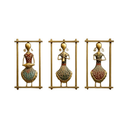 Wgloryind Wall Hanging Frames, Set of 3, Rajasthani Traditional Wall Hanging Size-12 x 6.5 Inches Each