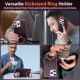 thumbnail image 6 of Magnetic for iPhone 14 Pro Max Case with Stand [Military Grade Drop Tested][Compatible with Magnet] Ring Translucent Slim Hard Back Soft Edge, Wine Red, 6 of 12