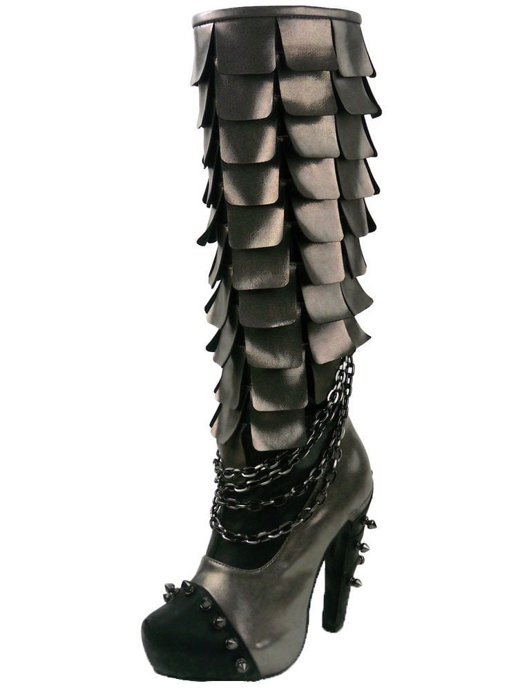 Hades Shoes H-Caymene Knee Boot with Custom Cut Scale-Like Flaps 