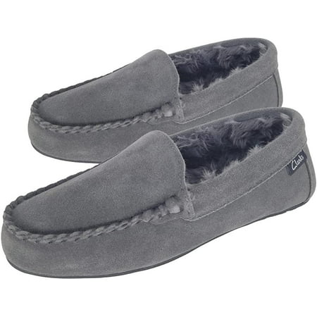 

Clarks Women s Venetian Moccasin Suede Indoor/Outdoor Faux Fur Lining Slippers (9 M US Gray)