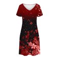 thumbnail image 5 of GaThRRgYP Women's Summer Short-Sleeve Round Neck Dress,Women's Fashion Summer Print Short-sleeved V-neck Casual Dress Wine S, 5 of 8