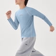 thumbnail image 6 of Babcutegg Long Sleeve Breathable Cotton T-Shirt for Kids – Unisex Casual Base Layer Top for Sports, Everyday Wear, and Layering Light Blue Size 5-6, 6 of 10