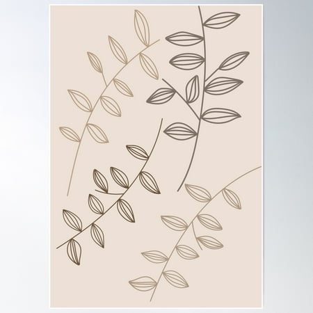 Simple Leaves Outline, Poster Wall Art, Modern Wall Decor For Living Room Bedroom, 8x12 UNFRAMED