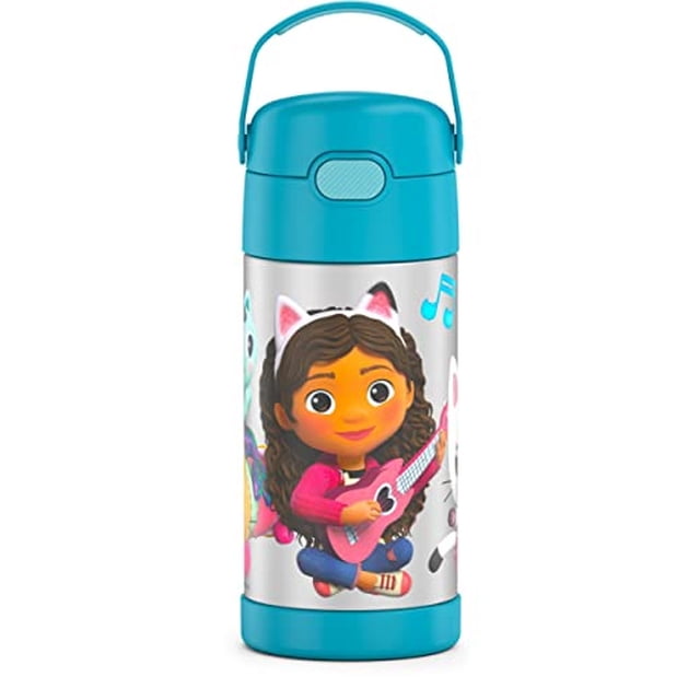Botella con Pajita de Acero Inoxidable THERMOS FUNTAINER de 12 onzas, Casa de Muñecas de Gabby