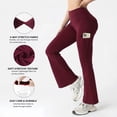 thumbnail image 6 of FLEXVIBE Womens Flare Leggings for Yoga Workout Polyester High Waist Stretch Bootcut Pants with Cargo Pockets,Burgundy,US Size XL, 6 of 10