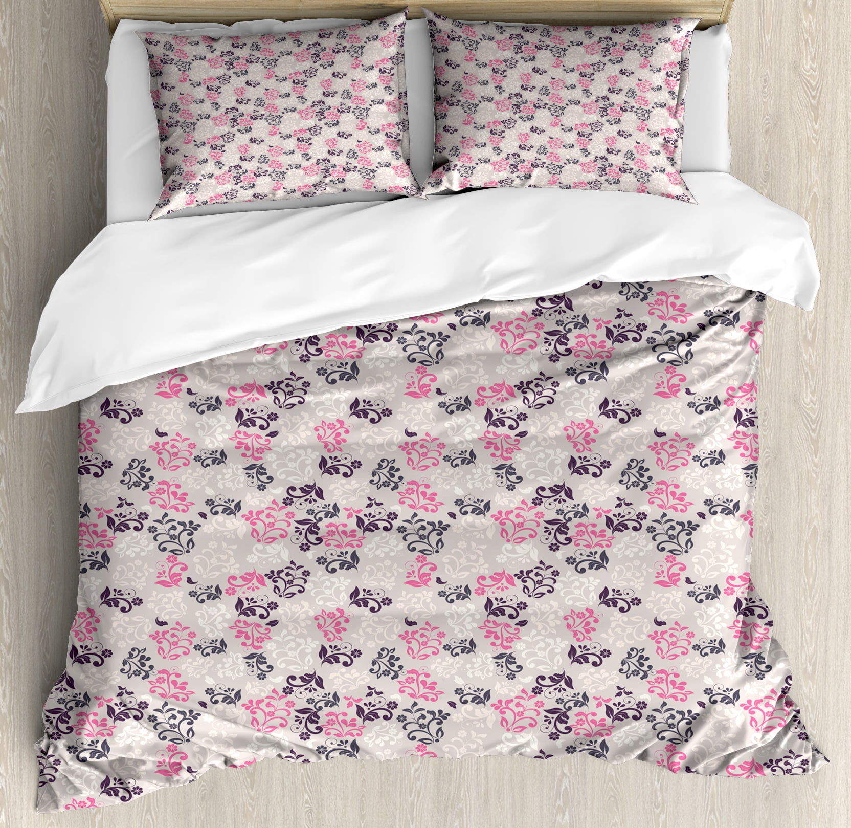 Beige Duvet Cover Set Gentle Fl Arrangement With Abstract Beige Duvet Cover Set Gentle Fl Arrangement With Abstract Foliage Composition Spiral Stalks And Leaves Decorative Bedding Pillow Shams