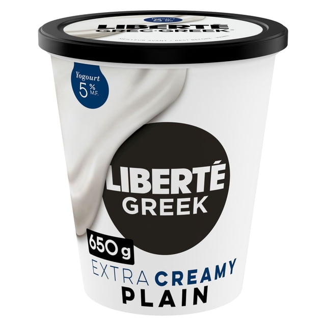 Liberté Greek 5% Extra Creamy Yogurt, Plain, High Protein, 650 g