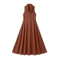 thumbnail image 4 of Women's Cowl Neck Sleeveless Maxi Dress Loose A Line Flowy Long Dress Lightweight Boho Style Sundress Beach Vacation Outfit Orange, 4 of 6