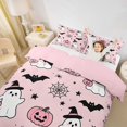 thumbnail image 2 of Homewish Kawaii Witch Ghost Bedding for Girls, Cute Spider Web Pumpkin Bat Star Duvet Cover Full, Pink Reversible, 3pcs, 1 Duvet Cover and 2 Pillowcases, 2 of 6