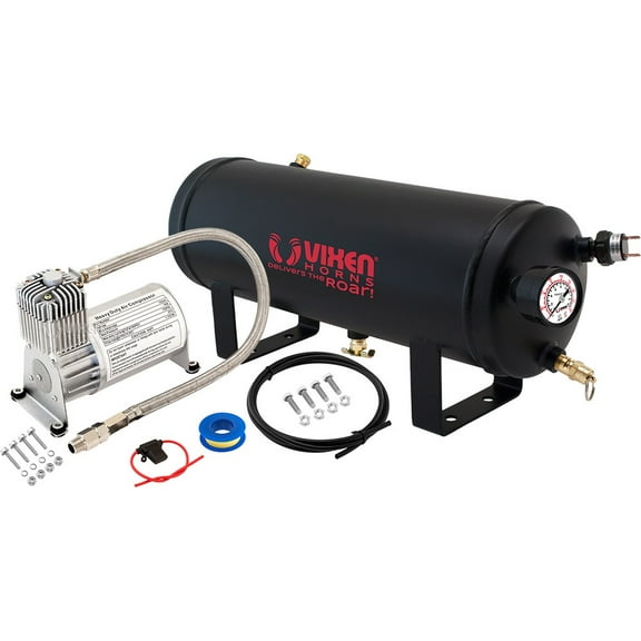 Vixen Horns 1.5 Gallon (6 Liter) Train/Air Horn Tank with 150 PSI Compressor Onboard System/Kit 12V VXO8715