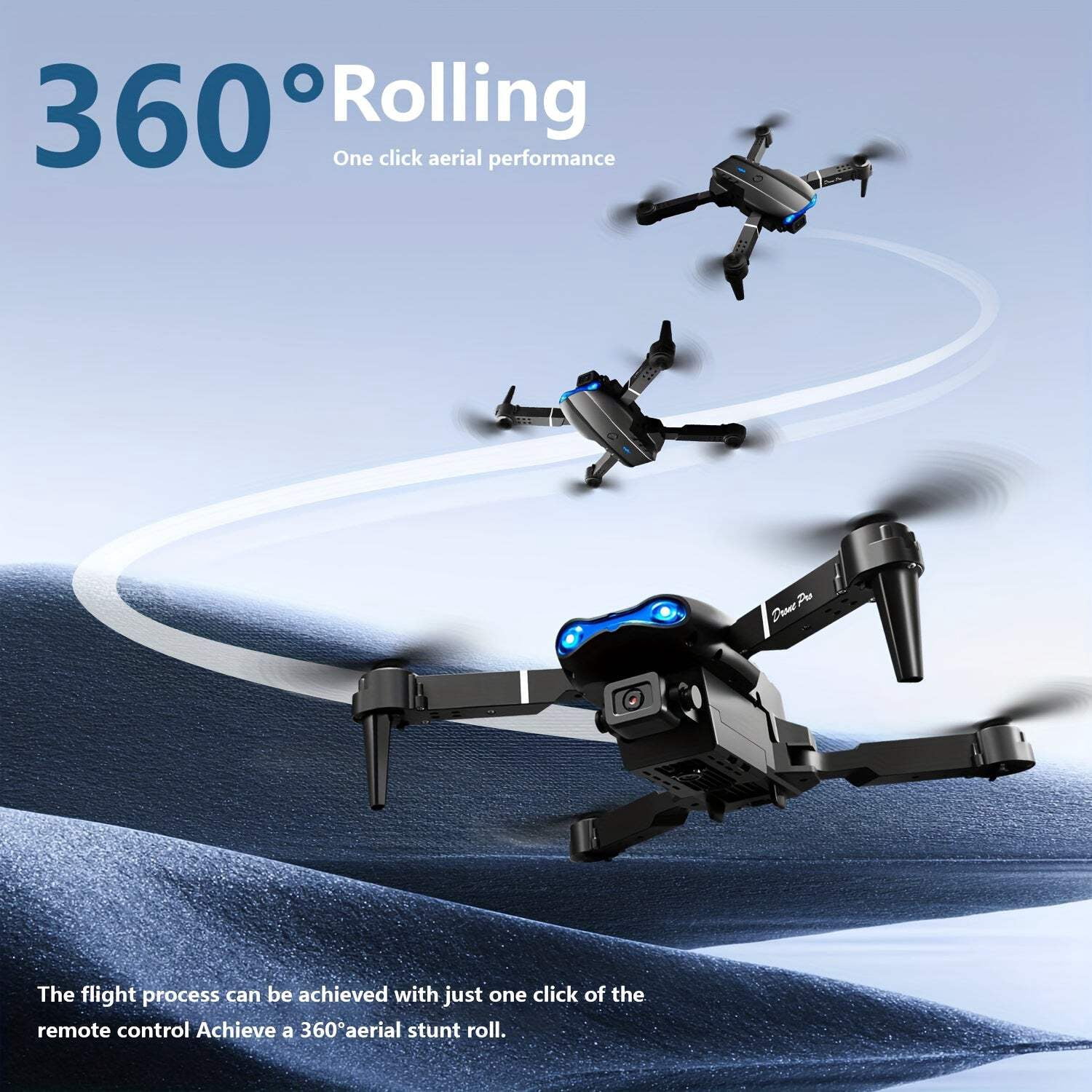 E99 Dual Camera Foldable RC Drone With One-Click Takeoff & Landing, Remote Control Quadcopter For Beginners