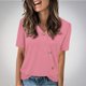 thumbnail image 2 of Tops de Color Sólido para las Mujeres, Botón de Cuello en V de Manga Corta, Top de Moda Casual para las Mujeres, 2 of 9