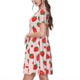 thumbnail image 2 of Rateoe Strawberries Pattern Women’s Short Sleeve Dress – Casual Elegant Summer A-Line Dress for Everyday Wear, 2 of 6